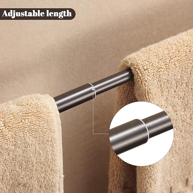 BigBig Home Bronze Towel Bar, Adjustable 15 to 24 Inch Towel Holder for Bathroom, Bath Towel Rack Farmhouse Wall Mounted Rustic Oil Rubbed ORB