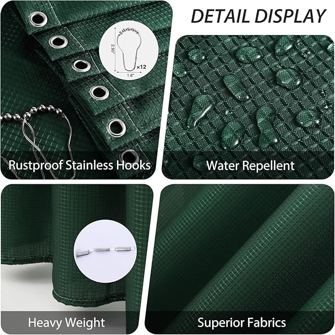 Bathroom Accessory Set - 25PC Bathroom Sets with Shower Curtain and Rugs, Green Bathroom Set, Bathroom Accessories Set, Shower Curtain Sets with Rugs, Bathroom Trash Can & Soap Dispenser