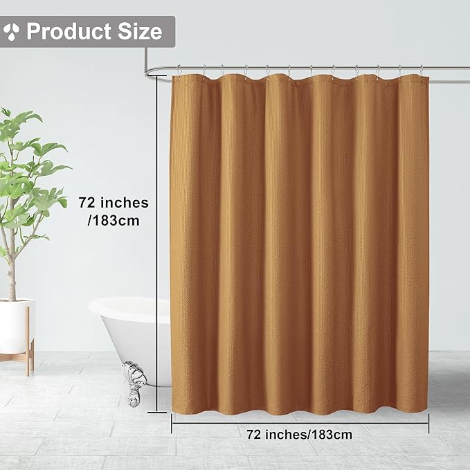 OVZME Berry Gold Shower Curtain, Embossed Textured Fabric Shower Curtain for Bathroom - Soft Cloth & Hotel Spa Luxury, Water Repellent, Machine Washable Shower Curtain, 72X72