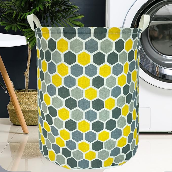 Merdes 19.7?€??€? Waterproof Foldable Laundry Hamper, Dirty Clothes Laundry Basket, Linen Bin Storage Organizer for Toy Collection (Honeycomb)