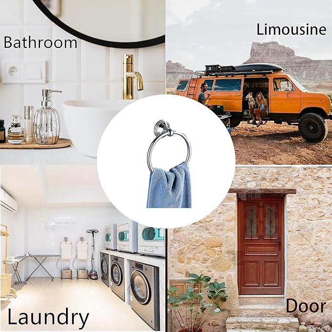 Towel Ring for Bathroom, Chrome Hand Towel Holder 2 Pack, Bathroom Accessories and Towel Racks for Bathroom Wall Mount