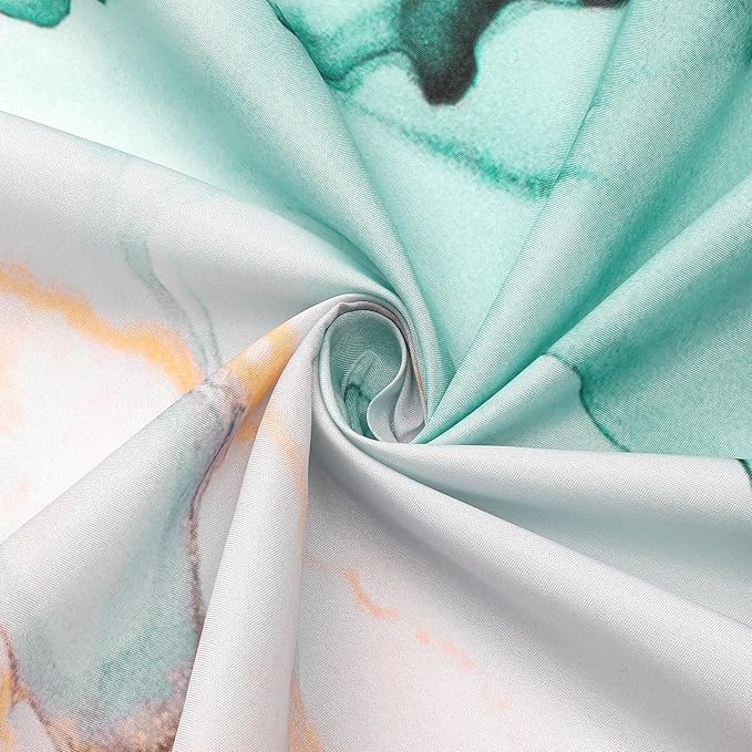 Gibelle Long Fabric Shower Curtain 72 x 78, Tall Abstract Grey Teal Marble Shower Curtain, Modern Ink Art Waterproof Fabric Shower Curtain Set with Hooks