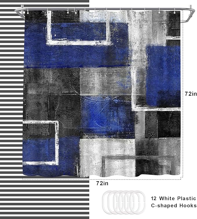 WELMECO Abstract Blue Shower Curtain Geometric Bathroom Decor Polyester Fabric 72x72inch (Blue), WM126
