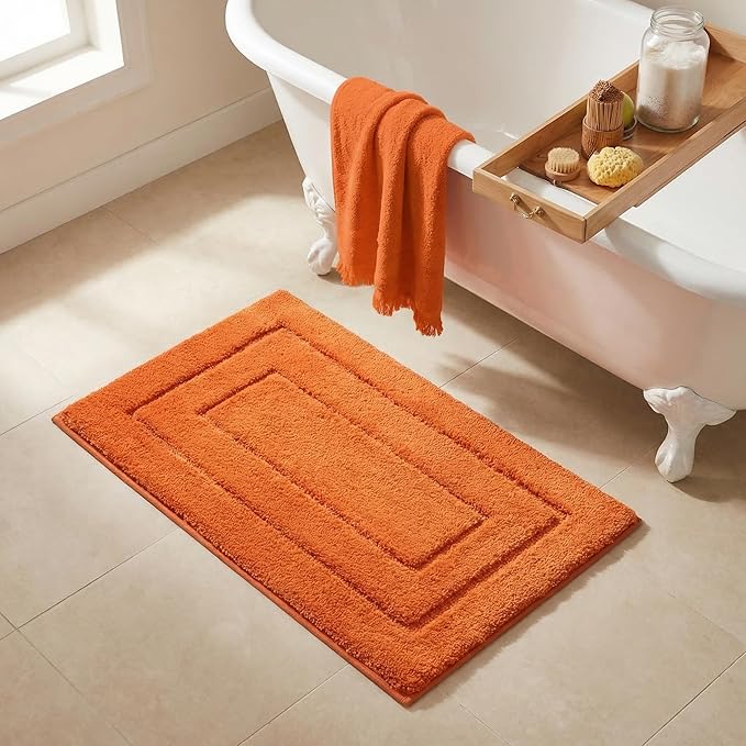 GRANNY SAYS Bathroom Rugs Non Slip, 24" x 36", Bath Rugs for Bathroom Washable, Bath Mats for Floor, Microfiber Bath Mat for Tub, Absorbent Bath Rugs for Shower Room, Orange