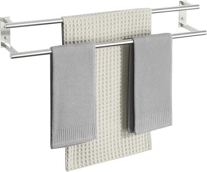 Alise Double Towel Bars for Bathroom, Wall Mount Towel Holder 32'' Towel Racks for Bathroom, SUS304 Stainless Steel Towel Hanger Towel Rails, Brushed Nickel
