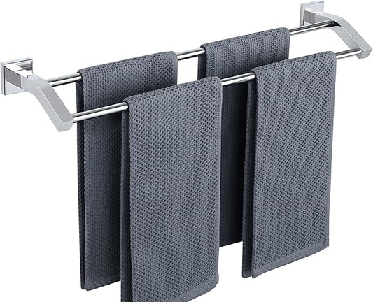 Alise Double Bath Towel Bars Towel Racks for Bathroom,Wall Mount Towel Holder Heavy Duty 24-Inch Towel Hanger Rail,GK9009-C SUS304 Stainless Steel Polished Chrome