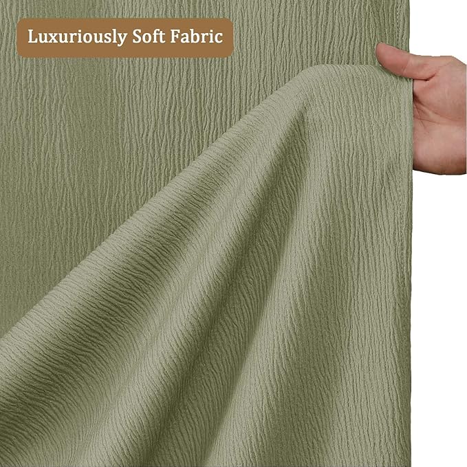 Aiyufeng Fabric Green Long Shower Curtain for Bathroom, 3D Textured Pattern Shower Curtain Hotel Spa Quality, Boho Bathroom Curtain Modern Style Soft Cloth Luxury, Machine Washable,72x84 Inches