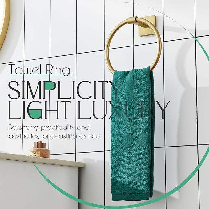 KOKOSIRI Towel Holder Wall Mounted Gold Bathroom Hardware Bath Towel Rings Hand Towels Hanger Rack Stainless Steel, B3010BG