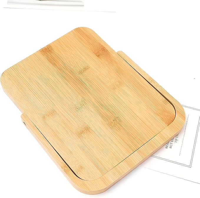 Wooden Desktop Makeup Mirror, Rectangular Tabletop Vanity Mirror with 360° Rotation, Portable High-Definition Single-Sided Cosmetic Mirror for Dressing Table, Bedroom & Bathroom (Yellow Beech Wood)