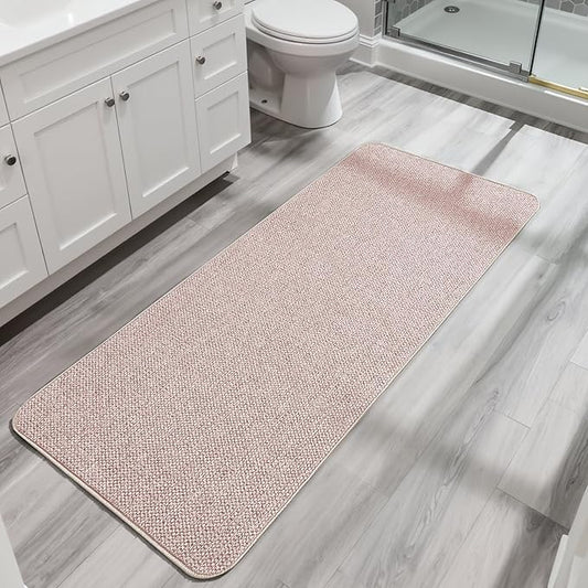 Bath Mat,Ultra Thin Bathroom Runner Rugs,Large Bath Mats for Bathroom,Quick Dry,Non-Slip,Machine Washable,Low Pile,Bath Rug,Shower Outside,Sink,Home Decor Accessories.Beige,2'x6'(24x72inch)