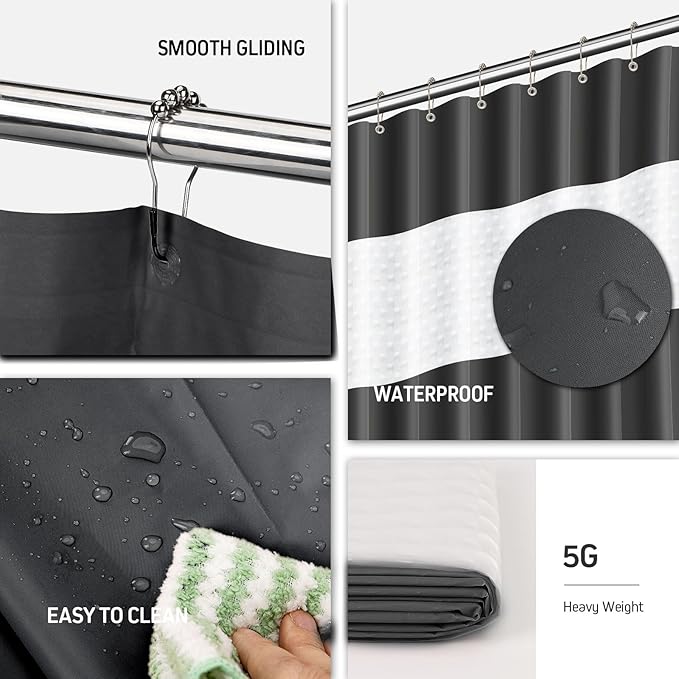 Bathroom Accessories Set,Black Bathroom Set,22 Pieces Bathroom Accessory Set with Shower Curtain,Trash Can for Bathroom Accessories Décor and Home Gifts