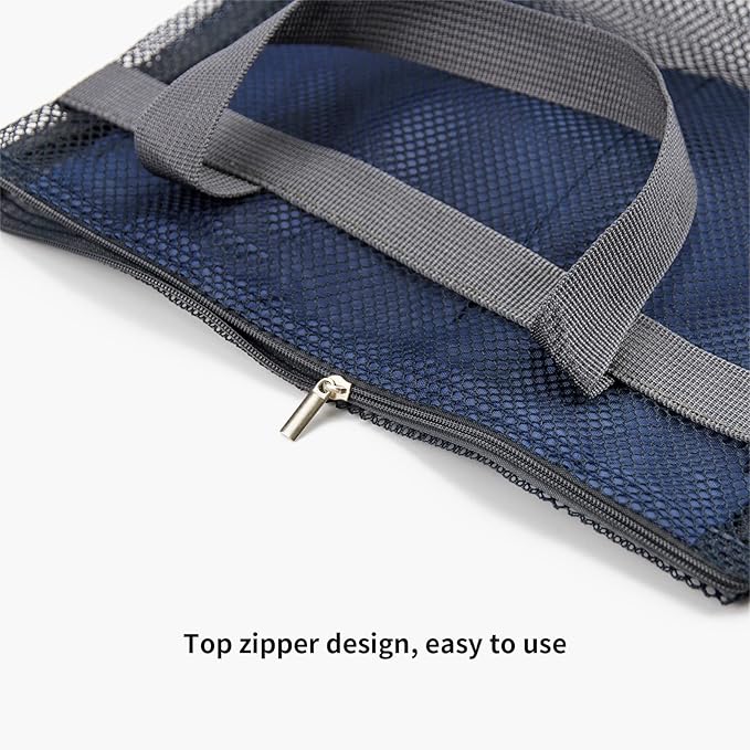 TOPASION Mesh Shower Caddy Bag Portable Hanging Toiletry and Bath Organizer with Zipper for Travel, Gym, Camping, College Dorms, Beach