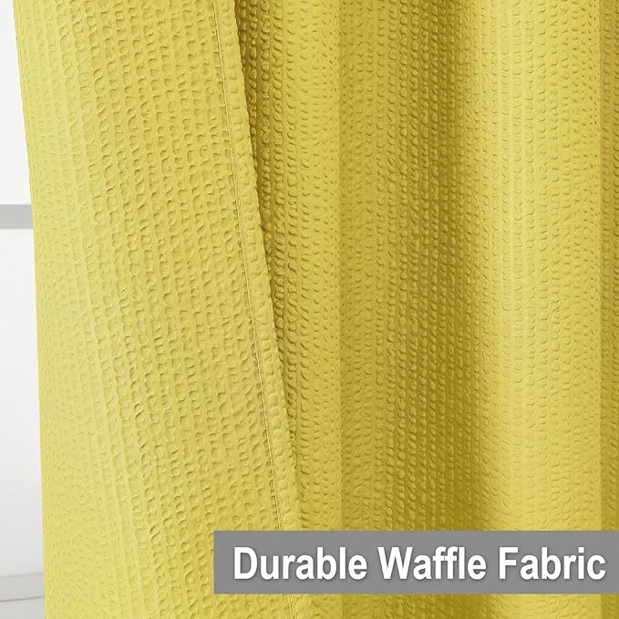 OVZME Small Stall Shower Curtain - Embossed Textured Bathroom Curtain, 36 x 72 Shower Curtain for RV Camper, Machine Washable Water Resistance, Lemon Yellow