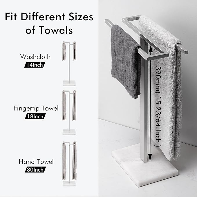KES Hand Towel Rack Stand, Countertop Towel Rack Free Standing S-Shape Hand Towel Holder with Marble Base for Bathroom SUS304 Stainless Steel Polished Finished, BTH223