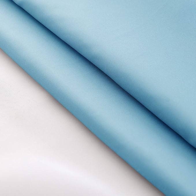 UFRIDAY Light Blue Hotel Spa Style Fabric Shower Curtain with Mesh Window, 72-Inch by 78-Inch