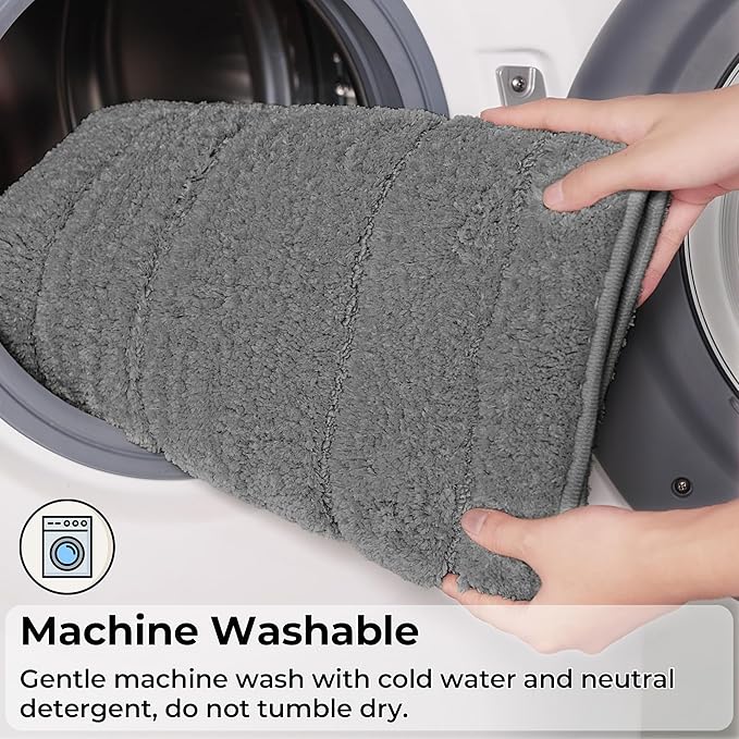 GRANNY SAYS Deep Gray Bathroom Rug Mat, Bath Mats for Bathroom Non-Slip, Super Soft and Water Absorbent, Extra Large Bath Rugs, Microfiber Long Bath Rugs for Floor, Tub and Shower,71" x 24"