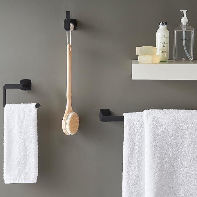 Pfister Venturi Towel Ring, Hand Towel Holder for Bathroom, Wall-Mounted, Screw-In, Matte Black Finish, BRBVNC0B