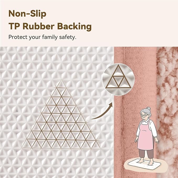 GRANNY SAYS Bathroom Rugs and Mats, 16" x 24" Non-Slip Bath Mat for Bathroom, Super Soft Absorbent Microfiber Bath Rug, Machine Washable and Dry, Small Pink Rug for Shower, Tub and Bath Floor