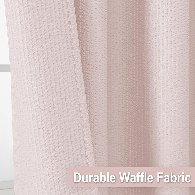 OVZME Stall Shower Curtain 48X72 inch, Embossed Textured Fabric Shower Curtain for Bathroom - Soft Cloth & Hotel Spa, Water Repellent, Machine Washable Bathroom Curtain, Pink