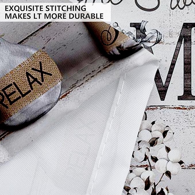 Farmhouse Shower Curtain Cotton Flowers Rustic Bathroom Decor with Waterproof Fabric, Country Style Home Sweet Home Shower Curtains for Vintage Bathroom, 72x72 Inch