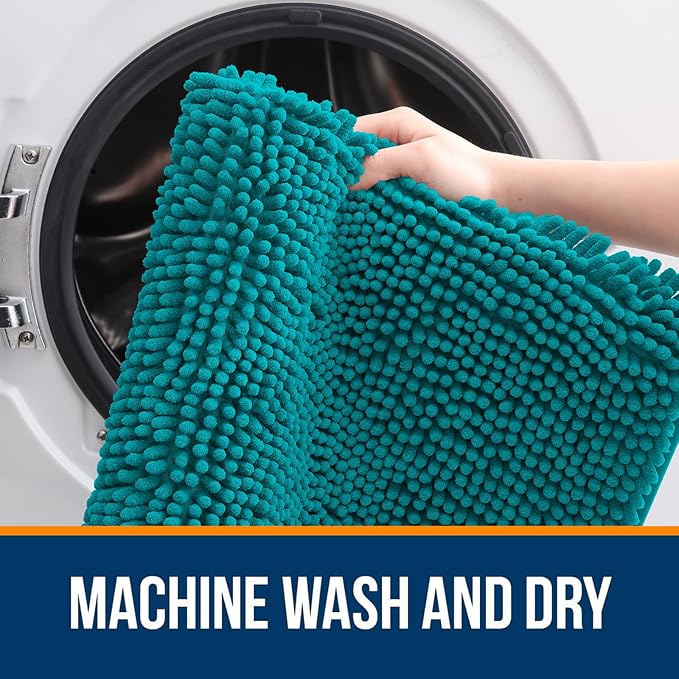 OLANLY Bathroom Rugs 70x46, Extra Soft Absorbent Chenille Bath Rugs, Rubber Backing Quick Dry, Machine Washable Bath Mats for Bathroom Floor, Tub and Shower, Home Decor Accessories, Deep Lake