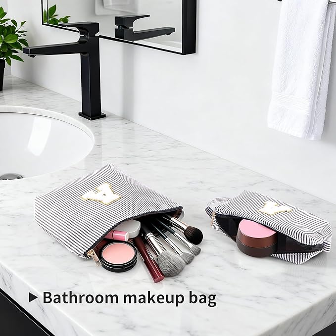 Bathroom Accessories Set, 11PCS Black Bathroom Accessory Set with Shower Curtain, Trash Can, Makeup Bag, Soap Dispenser and Dish, Toilet Brush, Toothbrush Holder, Tumbler Cup, Q-tip Holders for Decor