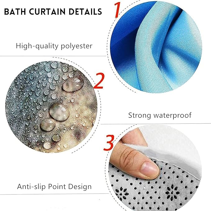 Yddsky Red Rose Valentines 4 Pcs Shower Curtain Sets Non-Slip Rugs Bath Mat Toilet Cover U Shaped Mat Romantic Red Bathroom Decor with 12 Hooks Valentines Day Bathroom Set