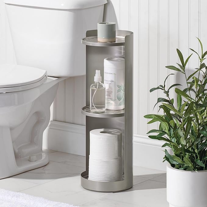 iDesign Freestanding 3-Tier Rotating Bathroom Organizer - Satin