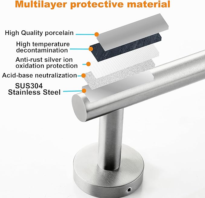 Hand Towel Holder for Bathroom, Brushed Nickel Hand Towel Bar, SUS304 Stainless Steel Hand Towel Hanger, Wall Mounted Small Hand Towel Ring, 9 Inch Round Heavy Duty Towel Rack for Bathroom, Kitchen
