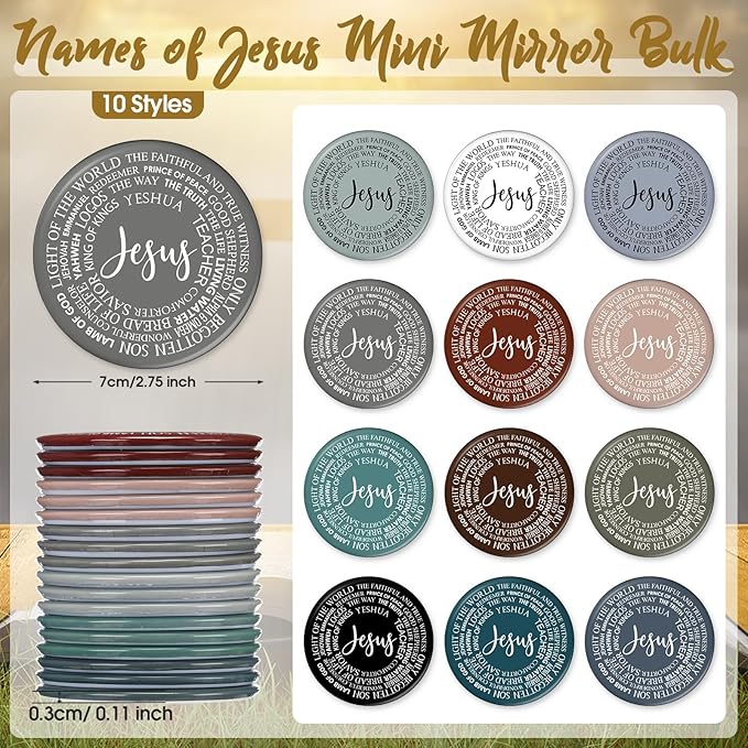 GlikCeil 36 Pcs Easter Christian Compact Mirror Gifts for Women Pocket Jesus Compact Mirrors Bulk, Christian Gifts for Women, Mini Makeup Mirrors, Easter Basket Stuffers, Church Party Favors