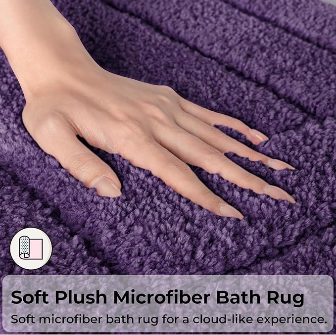 GRANNY SAYS Bathroom Rug Mat, 59" x 20" Bath Mats for Bathroom Non-Slip, Super Soft and Water Absorbent, Microfiber Bath Rugs, Machine Wash Dry, Large Bath Rugs for Floor, Purple