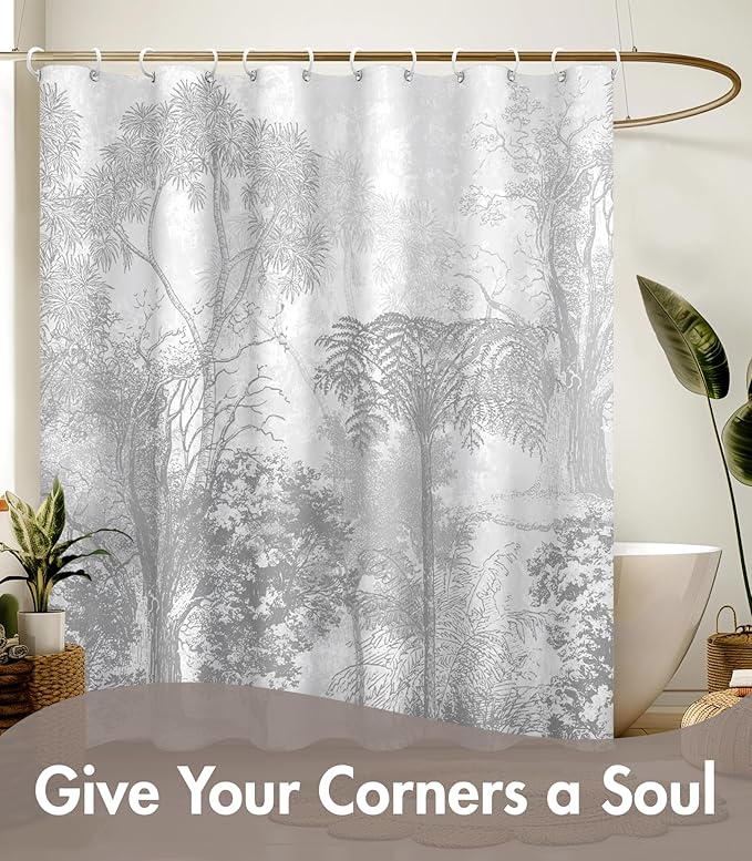 MAMUSE Shower Curtain for Bathroom - Cute Aesthetic Decorative Modern Girly Unique Girls Design Pretty Women Waterproof Fabric Cloth Cortinas de Baño Bathtub 72 x 72 Inch, Black Forest