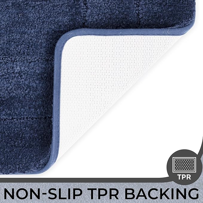 GRANNY SAYS Bathroom Toilet Rugs U Shaped, Bath Mats for Bath, Bathroom Rugs Non Slip Washable, Absorbent Microfiber Toilet Mat, Soft Plush Shaggy Bath Carpet, 20" x 24", Blue