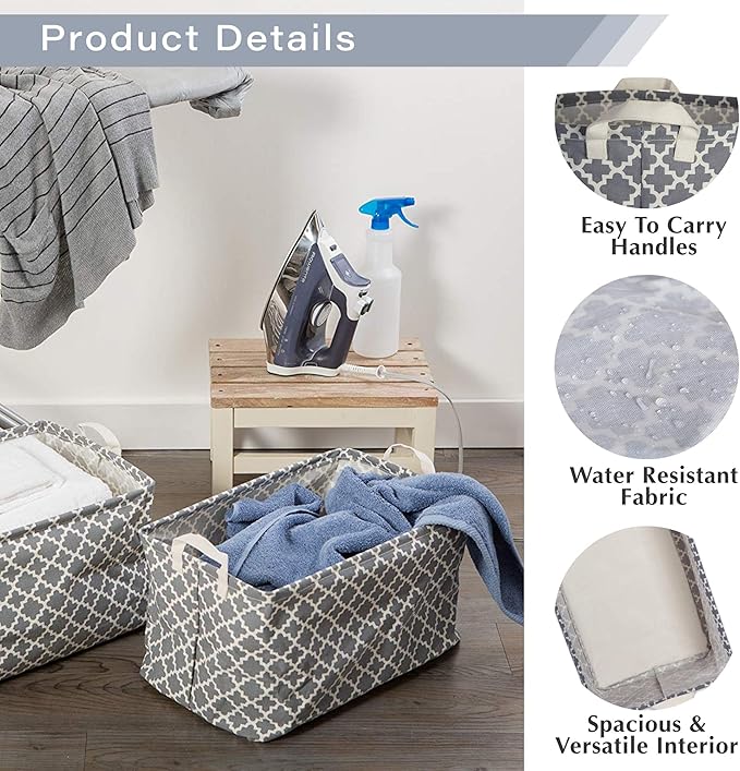 DII Laundy Collection, PE Coated Collapsible Bin, Gray Lattice, Laundry Hamper