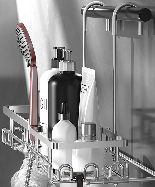 KEGII Shower Caddy Hanging on Towel Bar/Handrails/Shower faucet - Shower Rack Hanging Organizer, Bathroom Shower Curtain Caddy non-Slip
