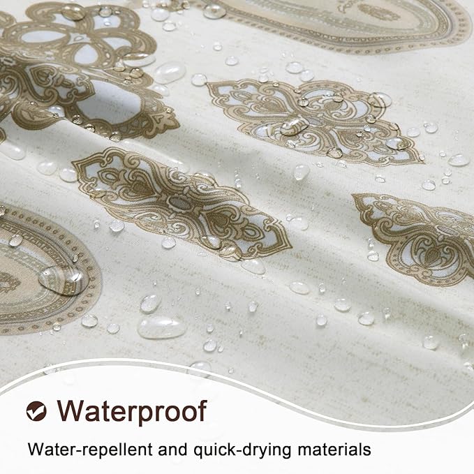 Stall Fabric Shower Curtain, 54 inch Beige Boho Paisley Print Shower Curtains for Bathroom, Waterproof Polyester Small Bathroom Curtains, 54" W x 72" H