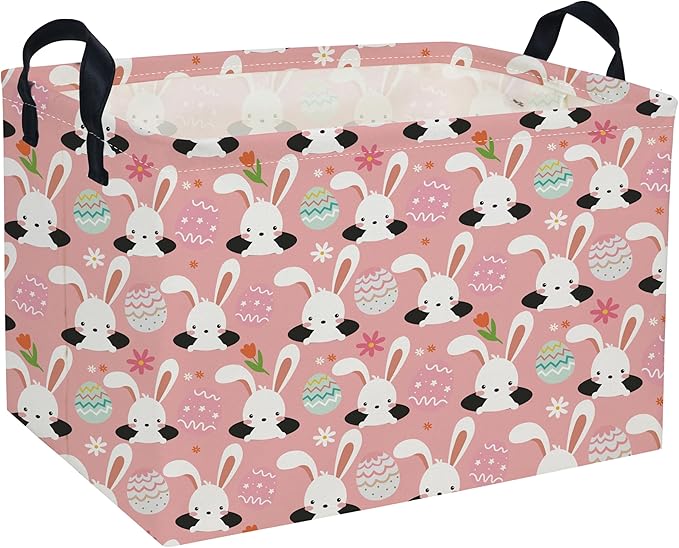 Easter Basket for Kids Gift Bunny Easter Basket Empty Baby Easter Basket for Boys and Girls Rectangular Toy Storage Basket Organizer Bin Box Cute Easter Egg Room Decor for Home