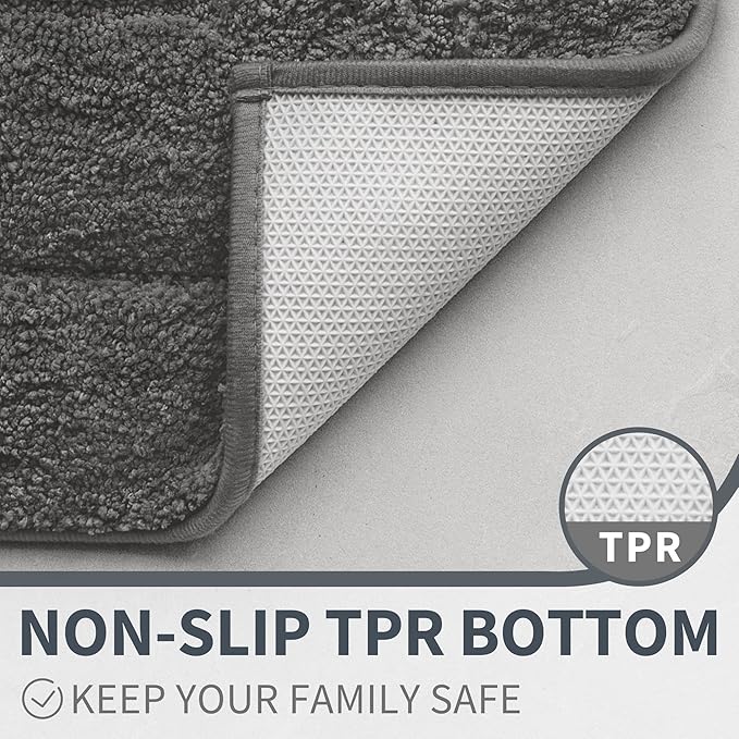 GRANNY SAYS Bathroom Rugs and Mats, 16" x 24" Non-Slip Bath Mat for Bathroom, Super Soft Absorbent Microfiber Bath Rug, Machine Washable and Dry, Small Dark Gray Rug for Shower, Tub and Bath Floor