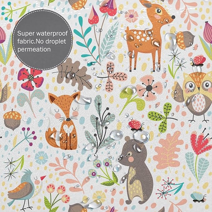Kids Baby Woodland Shower Curtain Animals Cartoon Girls Children's Cute Cartoon Funny Colorful Weeds Plants Fox Waterproof Fabric Bathroom Decor 72x72 Inches(183x183cm), Style-13