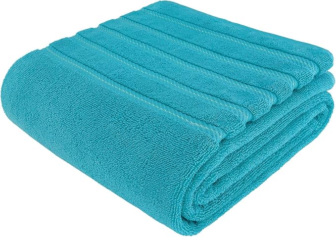American Soft Linen 35x70 Jumbo Large Bath Towel, 600 GSM 100% Cotton Turkish Bath Sheet, Oversized Luxury Bath Towel for Bathroom Beach and Pool, Aqua Blue