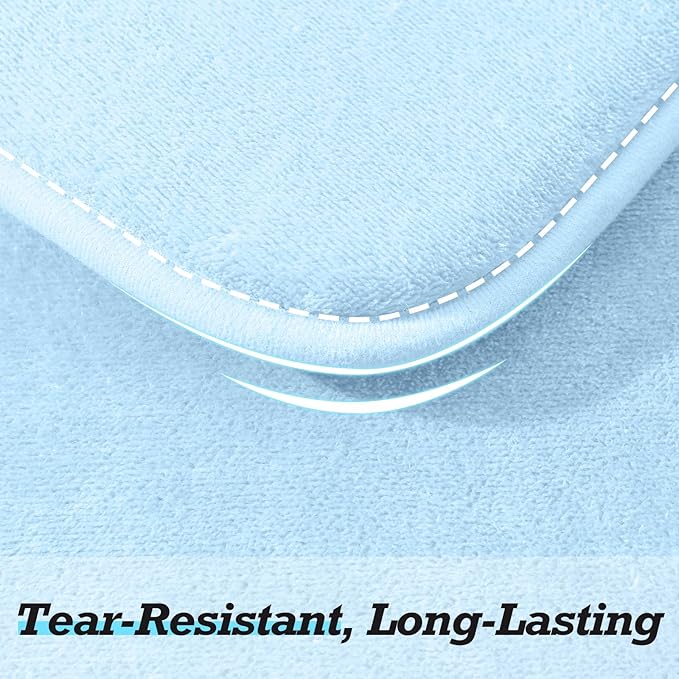 HUXMEYSON Bathroom Rugs Sets 2 Piece, Non-Slip & Quick Dry Bath Mat Set, Ultra Soft Velvet Bath Rugs for Bathroom, Toilet and Shower Floor, Light Blue
