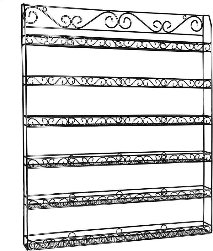 AMT 6 TIER Metal Nail Polish Racks, Fit Up To 108 BOTTLES, Black Wall Mounted, Display for The Wall, Young Living Essential Oils Organizer for Home Salon Business Spa (108 Bottles)
