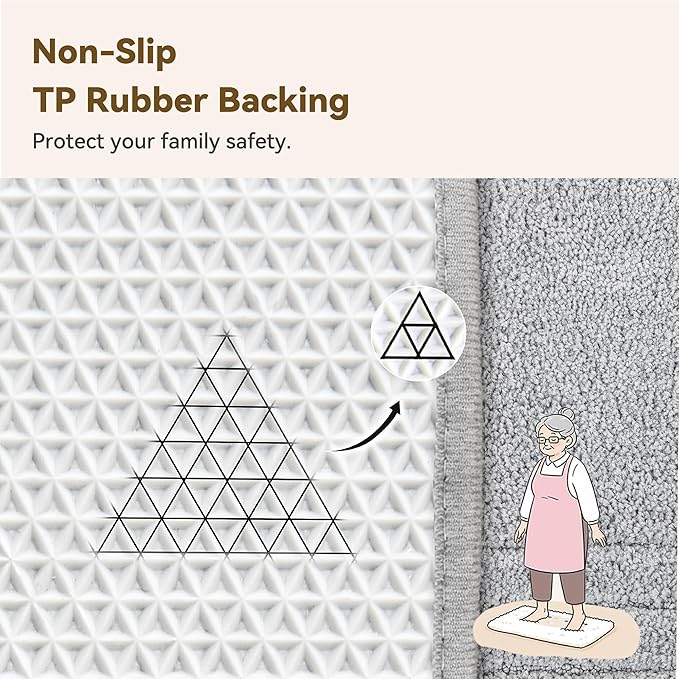 GRANNY SAYS Bathroom Rugs, Bath Mats for Bathroom Non-Slip, Super Soft and Water Absorbent, Microfiber Bath Rugs, Machine Wash Dry, Bath Rugs for Floor, Tub and Shower, 16" x 24" Gray Stripe