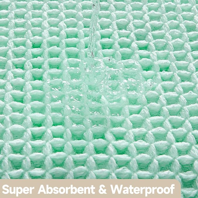 Waffle Runner Rug Bathroom, Long Boho Bathroom Rugs Non Slip Washable Super Absorbent Quick Dry Cute Bath Mat Farmhouse Bath Decor, 72"x24" Aqua Blue
