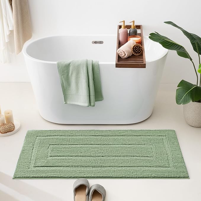 GRANNY SAYS Sage Green Bathroom Rugs Non Slip, 48" x 24", Small Bathroom Rugs Washable，Bath Rugs for Bath，Bath Mats for Bath Floor, Microfiber Bath Mat for Tub, Absorbent Shower Rug
