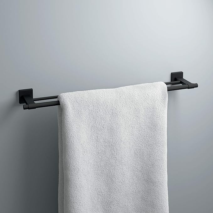 Franklin Brass Maxted (1-Pack) 24" Towel Rack for Bathroom, Matte Black Double Towel Bar for Bathroom Wall Towel Holder Rod Wall Mounted Bathroom Accessories MAX25-FB