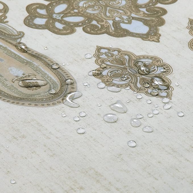 Hudson Vintage Gray Pinted Paisley Window Curtain Pair,Farmhouse Taupe 2 Panels Set,Each 42" W x 63" L and Total 84" Wide and 63" Long
