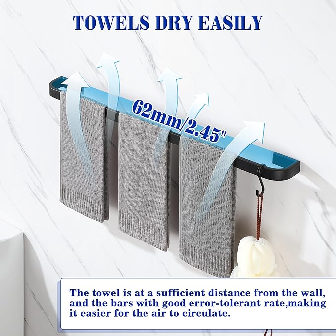 Alise Towel Bars for Bathroom,Black Towel Holder 32'' Towel Rack for Bathroom Wall Mount,SUS304 Stainless Steel Towel Rail Towel Hanger for Walls