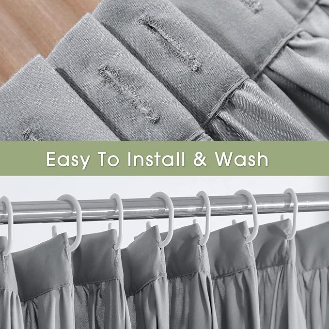 Victorian Ruffle Shower Curtain, Vintage Handcrafted Bow Tie Bath Curtain for Master Bathroom, Ruched Microfiber Bathroom Curtain with 12 Buttonholes, 72" W x 84" H, Gray (LQ-10)