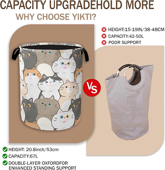 Laundry Hamper,Cute Cats Laundry Basket,Cartoon Animal Portable Collapsible Laundry Room Organization Storage for Dorm Room,Nursery,Bathroom,Bedroom,16x20 Inch